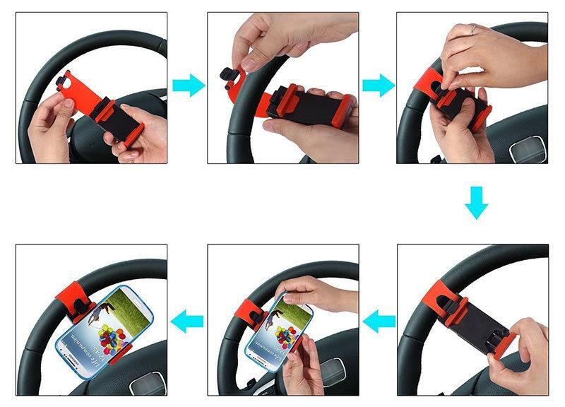Universal Accessory Car Steering Wheel Cell Phone Flexible Phone Holder