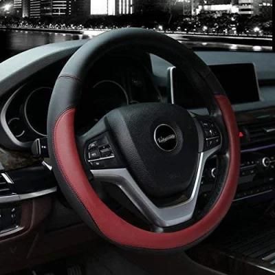 Microfiber Leather Steering Wheel Cover Universal 15 Inches, Red