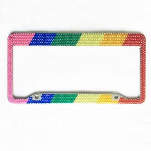 Rainbow Auto Rhinestone Plate Frames with Standard USA Size