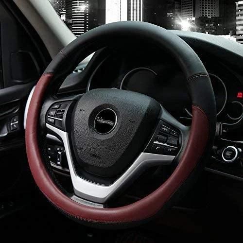 Microfiber Leather Steering Wheel Cover Universal 15 Inches, Red