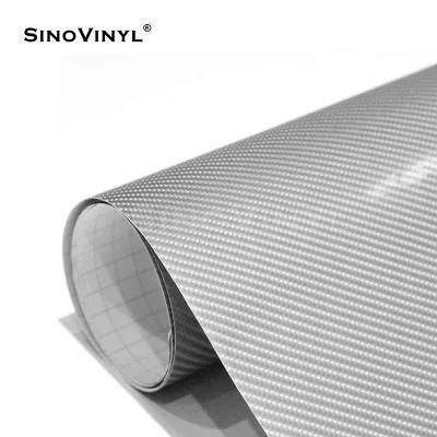 SINOVINYL Free Bubble 4D Car Carbon Fiber Decoration Film Yellow Sticker Wall Paper Vinyl Roll