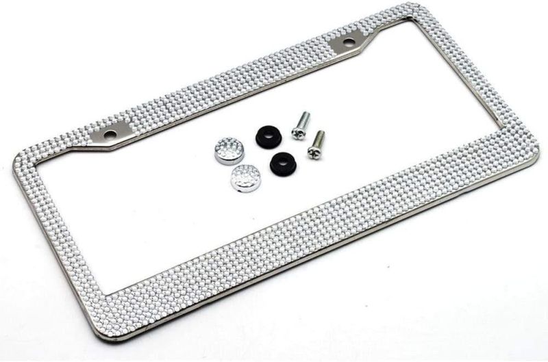 Bling License Plate Frame Cover with Handcraft Crystal for Women