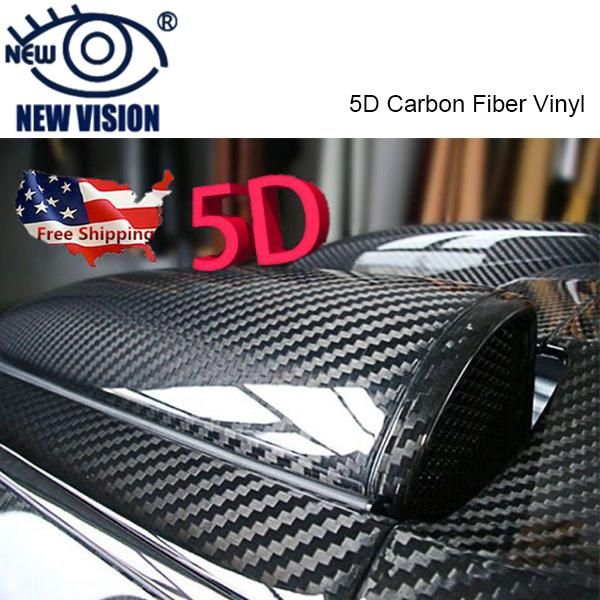 Black Glossy 5D Carbon Fiber Car Wrapping Vinyl Film