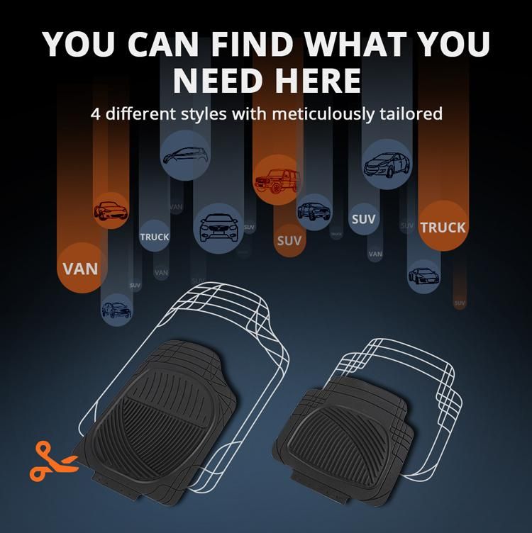4PCS Heavy Duty Car Mat Car Floor Mat Universal Car Accessories