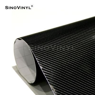 SINOVINYL High Quality 1.52x28m Big Texture Glossy Carbon Fiber 4D Vinyl Film Car Wrap Sticker