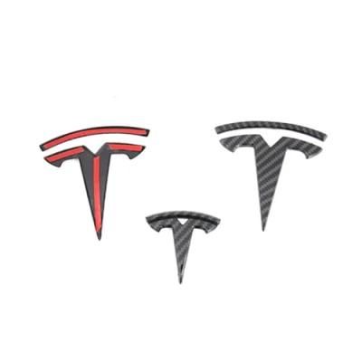 ABS Carbon Logo Hood and Trunk Emblem for Tesla Model 3.