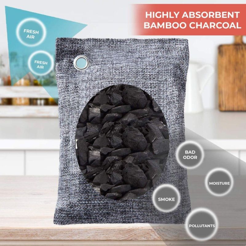 Charcoal Bags Odor Absorber Pack, Natural Activated Air Purifying Bags for Kitchen Fridge Washroom Living Room Gym Eliminates