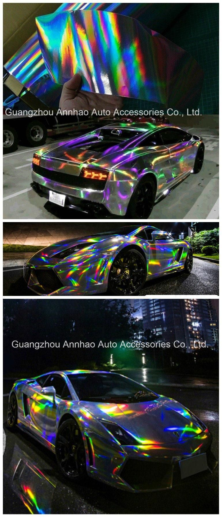 1.52*18m Holographic Laser Chrome Car Wrap Vinyl Air Release Film