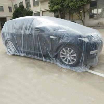 Transparent Universal Auto Clear Plastic Car Cover with Elastic Band Cheap Disposable Car Cover