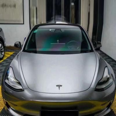 Tsautop 1.52*18m Color Changing Pet Backing Glossy Metallic Silver Vinyl Car Wrap Car Paint Protective Film