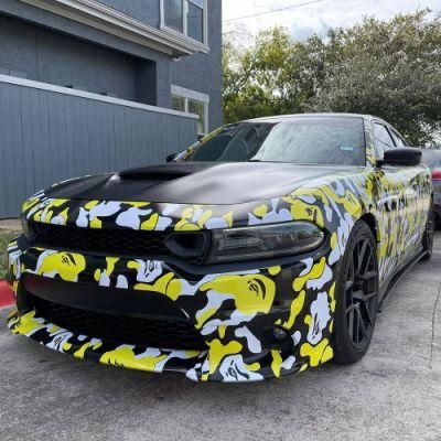 Tsautop 1.52*30m Yellow Camouflage Car Vinyl Wraps Supplier of Car Body Decoration PVC Film
