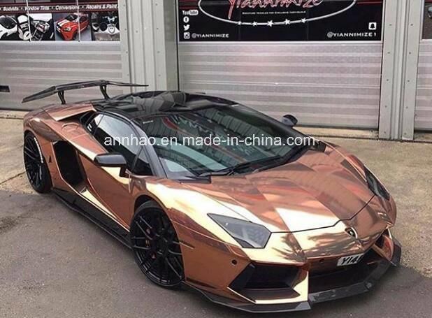 Factory Wholesale 3 Layers 1.52 X 28m Rose Gold Mirror Chrome Vinyl Wrap for Sale