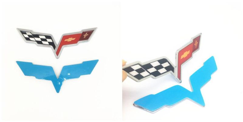 Corvette Crossed Flags for Chevrolet Silverado Chevy Camaro Emblem Fender Badge Decal Sticker Logo Car Accessories Car Parts Decoration Plastic Emblem