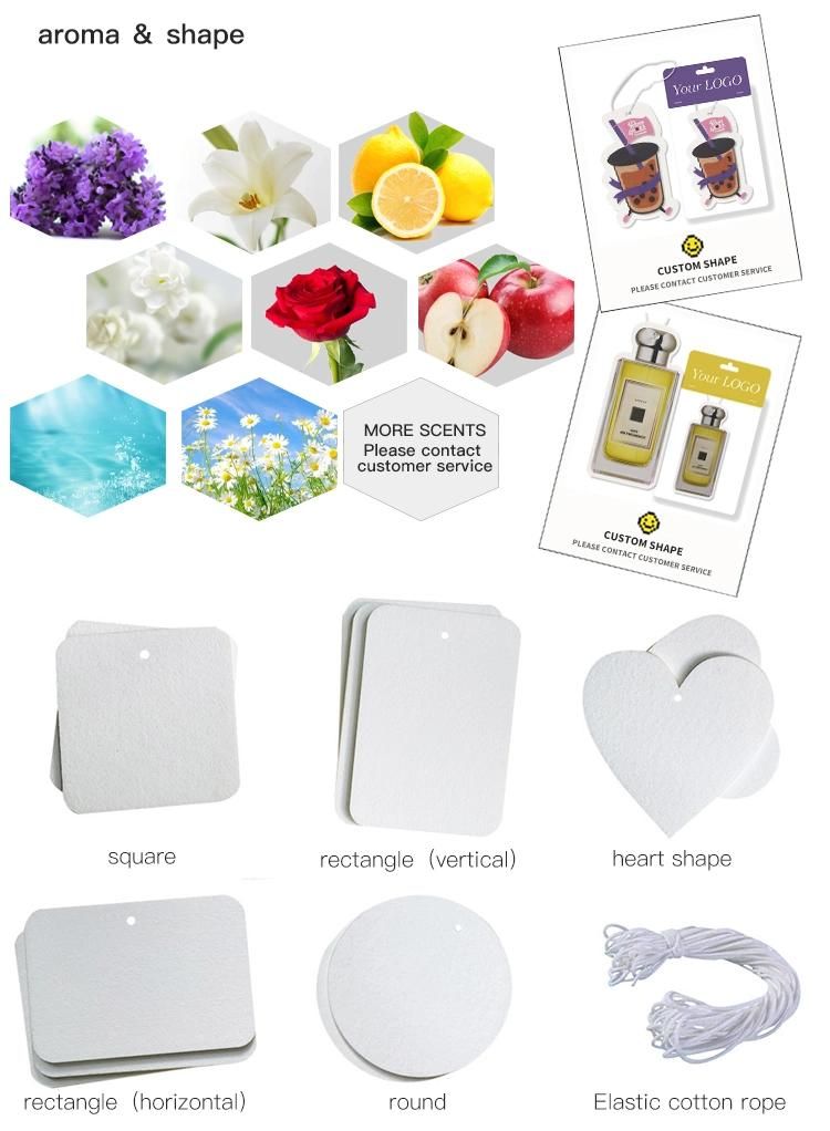 China Factory High Quality All Scents Refresh Sublimation Paper Car Air Fragrance Air Freshener