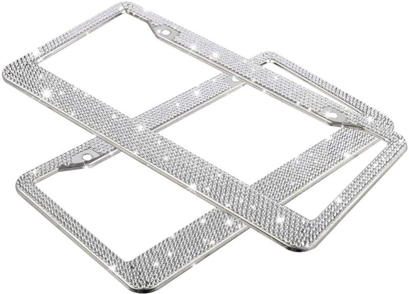 Bling Glitter Handcrafted Crystal Premium Stainless Steel Bling License Plate Frame for Women