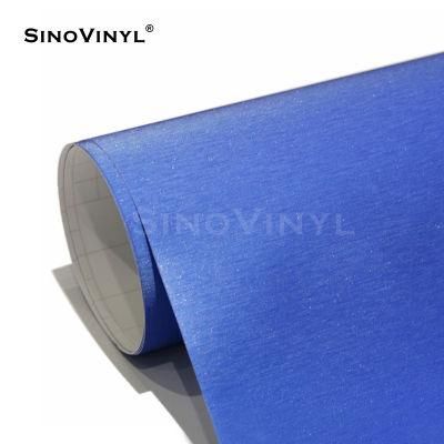 SINOVINYL Air Release Blue Color Aluminum Brushed Matte Car Body Vinyl Wrap Rolls