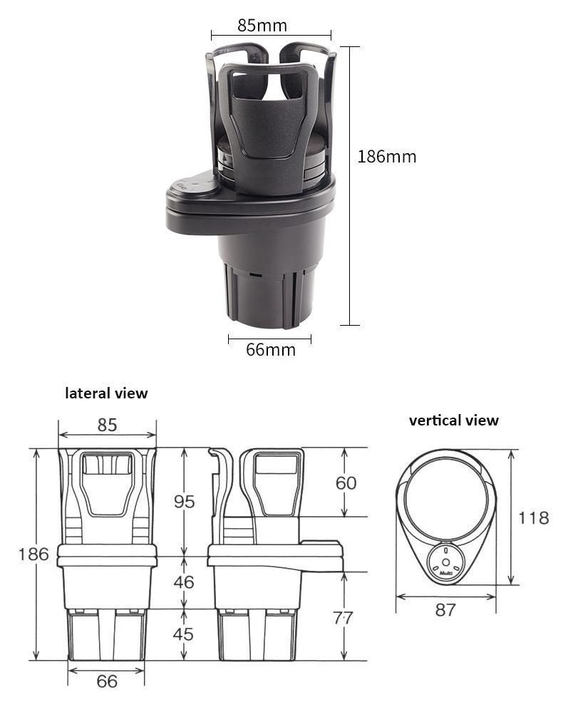 Car Dual Cup Holder Adjustable Cup Stand Sunglasses Phone Organizer Drinking Bottle Holder