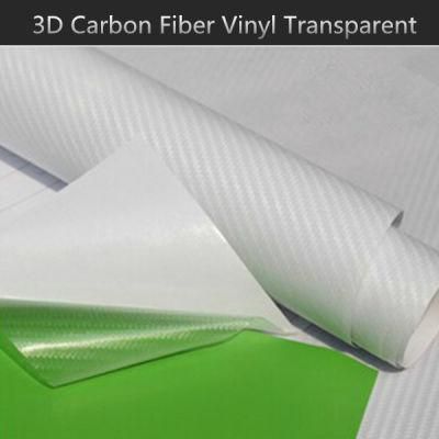 1.52m*28m Air Release Silver Transparent Clear 3D Carbon Fiber Car Wrap Vinyl