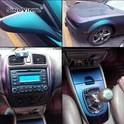 SINOVINYL OEM Wholesale Rolls Stretchable Car Wrapping Custom Color Chameleon Carbon film