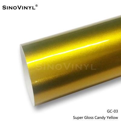 SINOVINYL Super Glossy Candy Colored Car Body Vinyl Wrap From China Rose Red Colorful Car Wrap Vinyl Sticker
