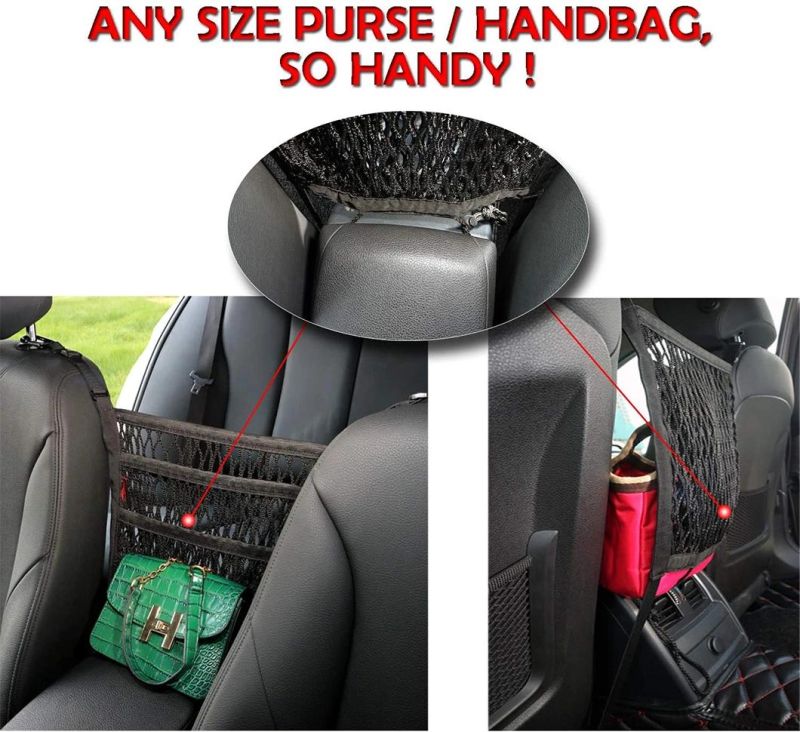 3-Layer Car Mesh Organizer, Seat Back Net Bag, Barrier of Backseat Pet Kids, Cargo Tissue Purse Holder, Driver Storage Netting Pouch