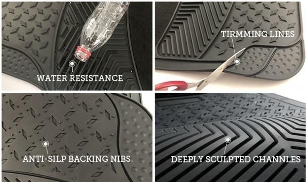 Deep Dish Heavy Duty Rubber Floor Mats for Car SUV Truck & Van-All Weather Protection Trim to Fit Most Vehicles