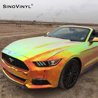 SINOVINYL Chrome Holographic Rainbow Auto Body Wrapping Film Vinyl Car Wrap Foil