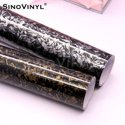 SINOVINYL Wholesale Glossy 3D Forged Black Silver Gold Carbon Fiber Vinyl Motorcycle Stickers