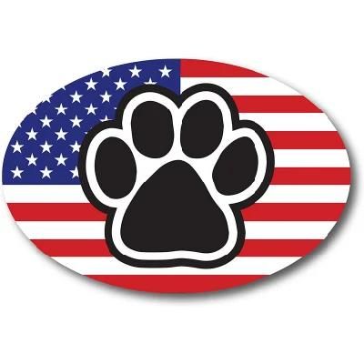 American Flag Oval with Paw Print Car Magnet