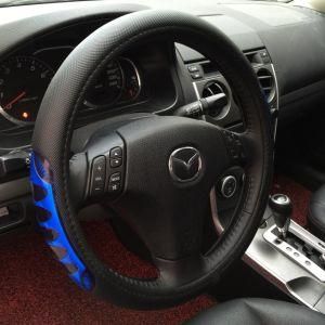 Leather Steering Wheel Cover White Inner Rings