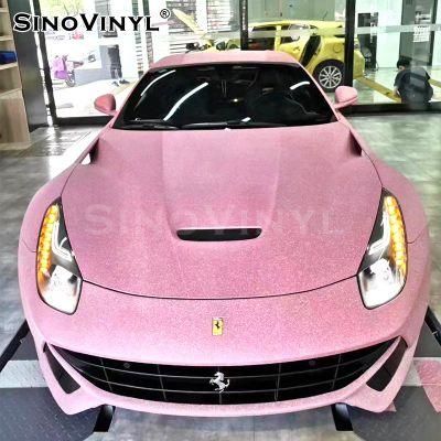 SINOVINYL Stone Glitter Diamond Sparkle Pink Car Body Decoration Wrap Adhesive Vinyl Film Vehicle Sticker
