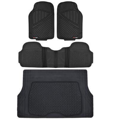 All Weather Rubber Car Floor Mats with Cargo Liner - Full Set Front &amp; Rear Floor Mats for Cars Truck SUV, Automotive Floor Mats