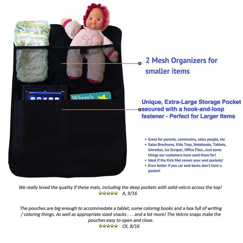 Car Backseat Organizer Kick Mats Car Accessories Organizer with Large Storage Pockets for Tablets - Perfect Travel Accessories for Kids