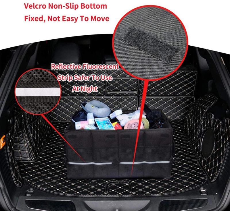 Car Trunk Organizer Collapsible Waterproof Trunk Storage Organizer with Cover Large Capacity with Reinforced Handles and Securing Straps for SUV Truck Auto Van