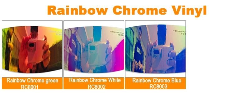 Tungsten 1.52*18m Rainbow White Chrome Car Wrap Metallic Pearl Vinyl Blue film