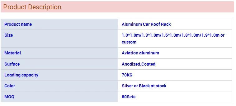 Aluminum Car Roof Rack Bar