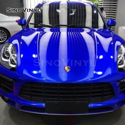 SINOVINYL Super Gloss Dark Blue New Arrival Air Bubble Free Wrap Car Vinyl Auto Wraps Stickers
