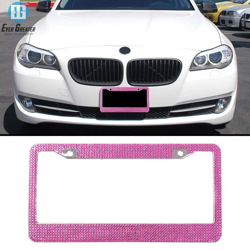 Classic Stainless Steel Crystal License Plate Frame