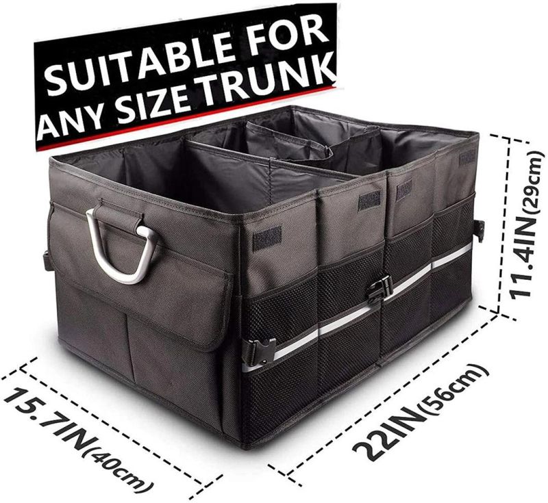 Car Trunk Organizer Collapsible Waterproof Trunk Storage Organizer with Cover Large Capacity with Reinforced Handles and Securing Straps for SUV Truck Auto Van