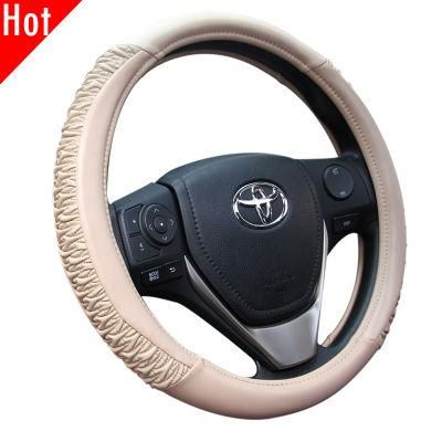 Shrink Soft Comfortable Beige Auto Steering Wheel Cover
