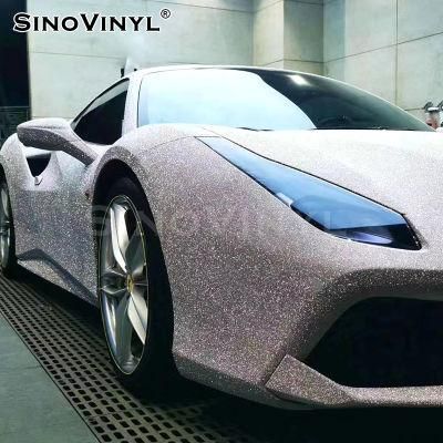 SINOVINYL 1.2x18M Super Diamond Sparkle Stone Glitter Matte Sanding Self Adhesive Sticker Vinyl Vehicle Body Decoration Car Wrap Film