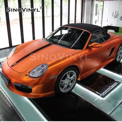 SINOVINYL Chrome Matte Green Excellent Quality Restorable Low-viscosity Glue Custom Car Vinyl