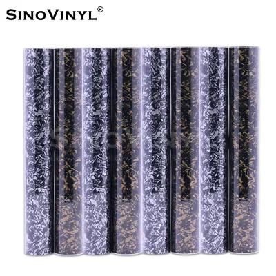 SINOVINYL High Quality Black Gold Forged Carbon Fiber High Polymer PVC Car Vinyl Wrap Sticker