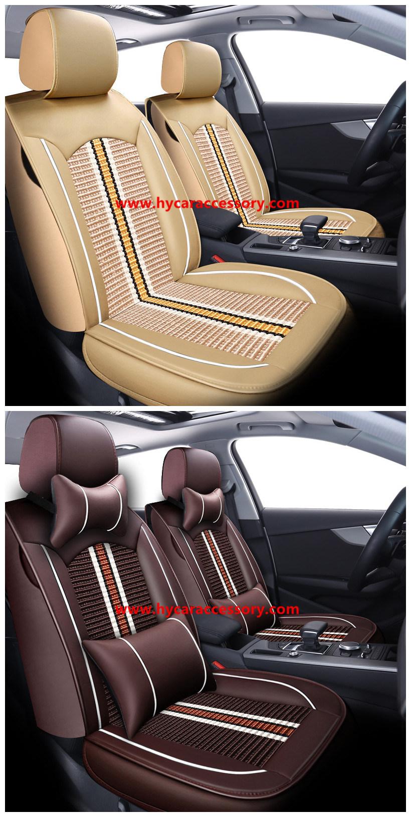 Car Accessories Car Decoration 360 Full Covered Car Seat Cover Universal Luxury Ice Silk Beige PU Leather Auto Car Seat Cushion