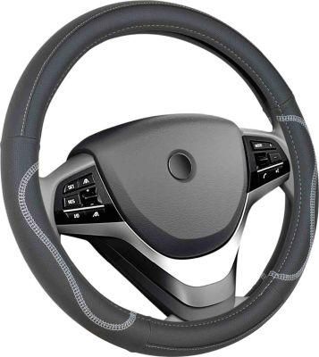 Car Steering Wheel Cover Universal 15 Inch with Grip Contours, Leather Auto for Men and Women Non-Slip Breathable Soft and Comfortable