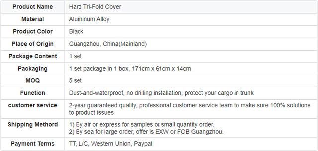 Custom High Quality Aluminium Hard Tri-Fold Cover for Different Models