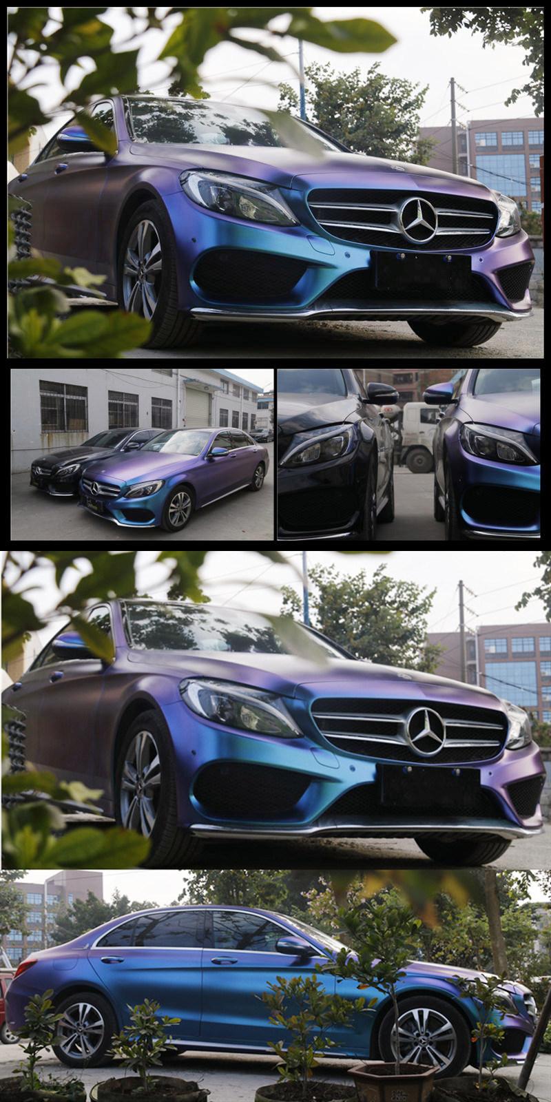 Onids 1.52*18m Car Wrap Air Release Magic Purple Blue Chameleon Lightning Film Vinyl Sticker