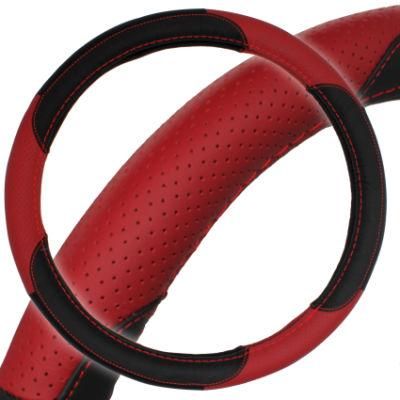Genuine Perforated Leather Car Steering Wheel Cover with Needle