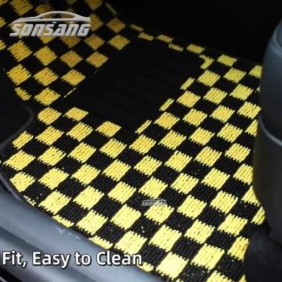 Sonsang Checkered Design Car Floor Mat Anti Slip Backing