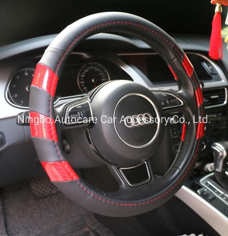 High Qulaity Leather PVC Carbon Fiber Steering Wheel Cover